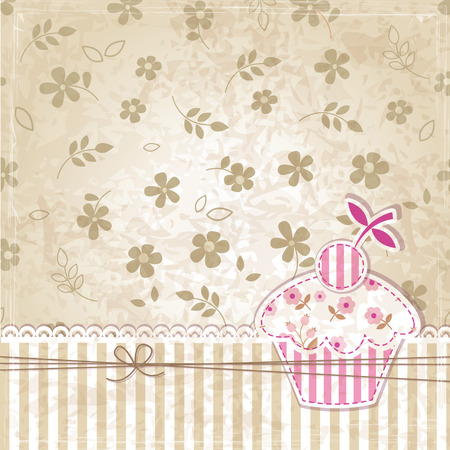 Vintage grunge background with cupcakeのイラスト素材