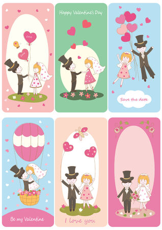 Set of flayers for Valentines Day with romanic coupleのイラスト素材