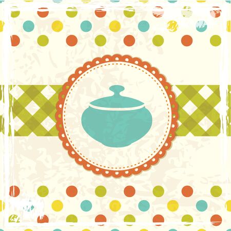 Grunge vintage food background with polka dots patternのイラスト素材