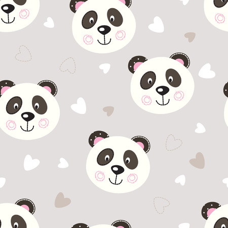 Seamless pattern with cute panda. Wrapping paper, scrapbook paper, bedding pattern vector illustration.のイラスト素材