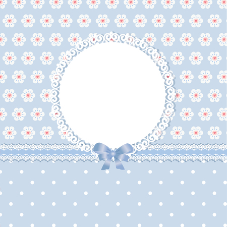 Romantic floral blue vector background for greeting card, baby shower, invitation. Copy spaceのイラスト素材