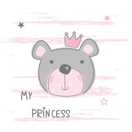 Cute Teddy Bear vector illustration for baby shower, greeting card, t-shirt designのイラスト素材