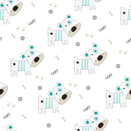 Cute seamless pattern with funny little dogsのイラスト素材