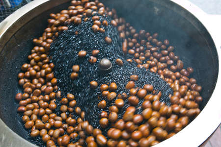 Cooking chestnutsの写真素材