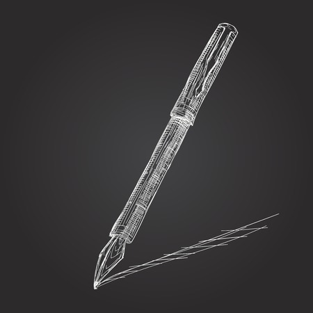 Chalk Quill Pen Hand Draw on Blackboard for your Designのイラスト素材