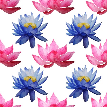Vector Illustration of Watercolor Seamless Pattern of Flower and Leaf for Design, Website, Background, Banner. Watercolour Element Template for Wedding or Greeting Card. Set for Branding flyerのイラスト素材