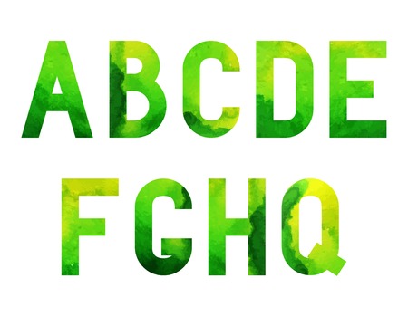 Vector Illustration of Watercolor Font for Design, Website, Background, Banner. Watercolour alphabet Element Template for Lettering, Typography, infographic and advertiseのイラスト素材