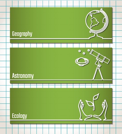 Vector Illustration of School Subject Icon for Design, Website, Background, Banner. Infographic Learning Element for Notebook Template. Study and Scienceのイラスト素材