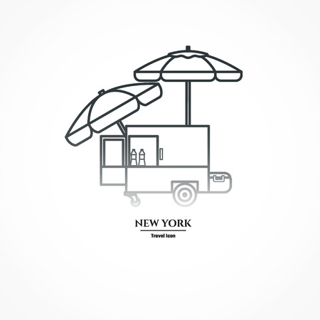 Illustration Outline - Hot Dog Cartのイラスト素材