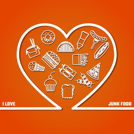 Flat Illustration of Outline fast food iconのイラスト素材