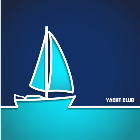 Vector Illustration of Yacht Club Outline for Design, Website, Background, Banner. Sea and Ocean Travel Element. Sport and Holiday Templateのイラスト素材