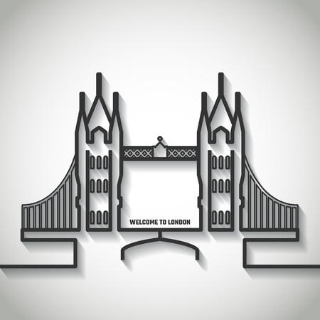 Vector Illustration of Tower bridge Icon Outline for Design, Website, Background, Banner. Travel Britain Landmark Element Template for Tourism Flyerのイラスト素材