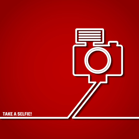 Vector Illustration of Take a Selfie Concept in Outline for Design, Website, Background, Banner. Modern Photo and Phone silhouette Element for Inforgaphic Template. monopod Iconのイラスト素材