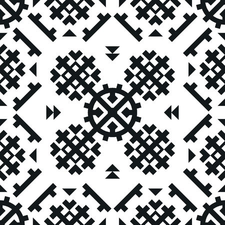 Vector Illustration of Ethnic Style for Design, Website, Background, Banner. Tribal seamless Pattern Black and White Template for Wallpaper, textileのイラスト素材