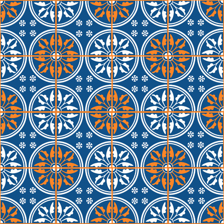 Vector Illustration of Moroccan tiles Seamless Pattern for Design, Website, Background, Banner. Element for Wallpaper or Textile. Middle Ages Ornament Texture Templateのイラスト素材