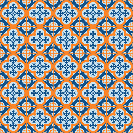 Vector Illustration of Moroccan tiles Seamless Pattern for Design, Website, Background, Banner. Element for Wallpaper or Textile. Middle Ages Ornament Texture Templateのイラスト素材