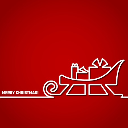 Vector Illustration of Christmas Outline BAckgound for Design, Website, Banner. New year and xmas Element Template. sleigh with gifts on itのイラスト素材