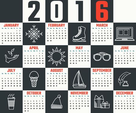Vector Illustration of flat calendar for Design, Website, Background, Banner. Icon of month Template for your company brand Calenderのイラスト素材