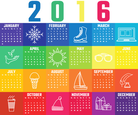 Vector Illustration of flat Colorfull rainbow calendar for Design, Website, Background, Banner. Icon of month Template for your company brand Calenderのイラスト素材