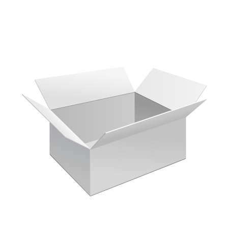 Vector Illustration of White Product Cardboard Package Box for Design, Website, Banner. Delivery Template for Your Brand or Product. Isolated on White Backgroundのイラスト素材
