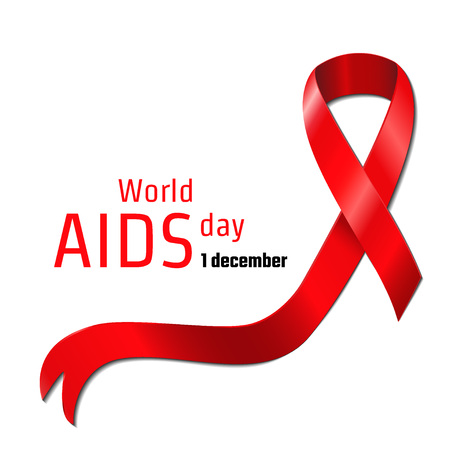 Vector Illustration of world AIDS day in December 1 for Design, Website, Background, Banner. Red Ribbon Symbol of hope Element Templateのイラスト素材