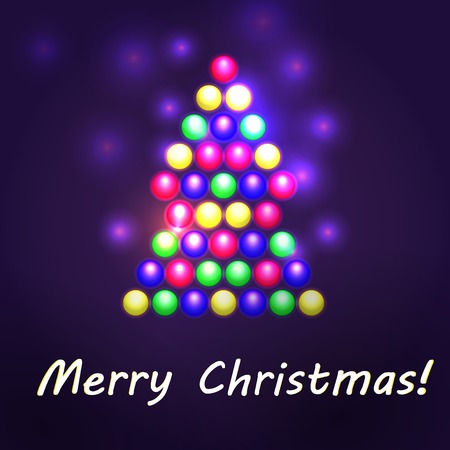 Vector Illustration of Christmas Light tree for Design, Website, Background, Banner. Garland Element Xmas Template. New Year ball  decoration for Holidaysのイラスト素材