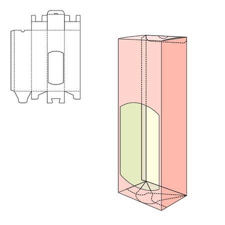 Vector Illustration of Gift craft Box for Design, Website, Background, Banner. Folding package vine bottle Template. Fold alhogol pack with die line for your brand on itのイラスト素材