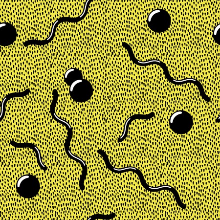 Vector Illustration of Seamless pattern in memphis style Design, Website, Background, Banner.  Retro abstract geometric Element Template. 80s 90s styleのイラスト素材