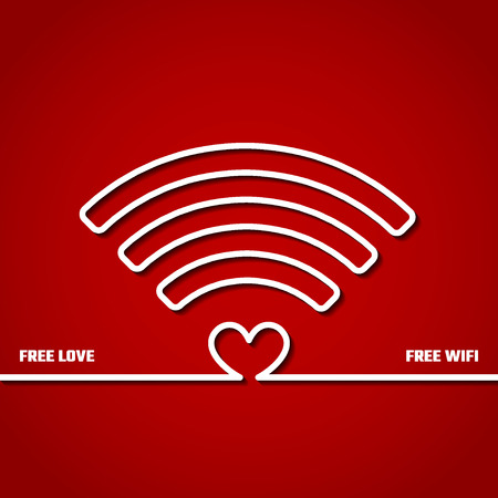 Vector Illustration of Outline Valentines day for Design, Website, Background, Banner. Heart Silhouette. Red and white WiFi for you loversのイラスト素材