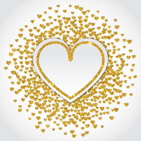 Vector Illustration of Valentine's day card for Design, Website, Background, Banner. Heart Element Template for Shiny Gold Love Valentine or Invitation to Marriageのイラスト素材