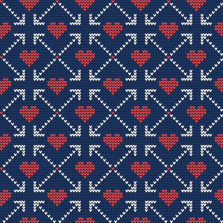 Vector Illustration of St. Valentines Ugly sweater for lovers for Design, Website, Background, Banner. Knitted heart Element Template with love for giftのイラスト素材