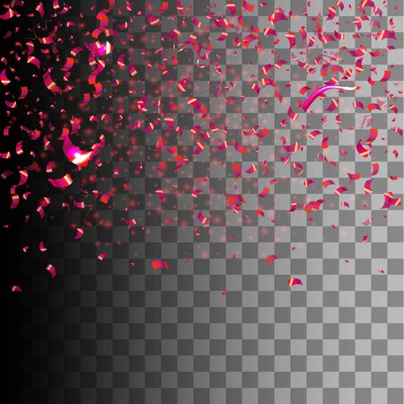 Vector Illustration of Pink Confetti decoration colorful for Design, Website, Background, Banner. Holiday party Element Template. Red Festival object isolated on transparent のイラスト素材