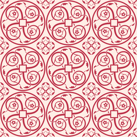 Vector Illustration of Moroccan tiles Seamless Pattern for Design, Website, Background, Banner.Spanish element for Wallpaper, Ceramic or Textile. Middle Ages Ornament Texture Templateのイラスト素材