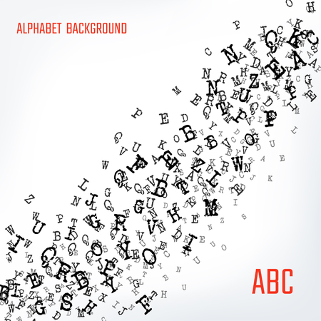 Vector Illustration of Alphabet Background for Design, Website, Banner. Letters ABC  Element Template in black. Scattered Symbol Patternのイラスト素材
