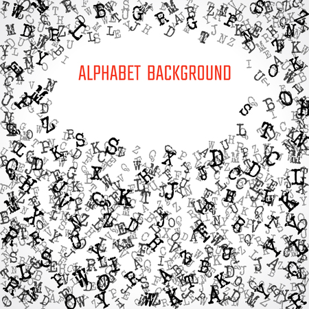 Vector Illustration of Alphabet Background for Design, Website, Banner. Letters ABC  Element Template in black. Scattered Symbol Patternのイラスト素材