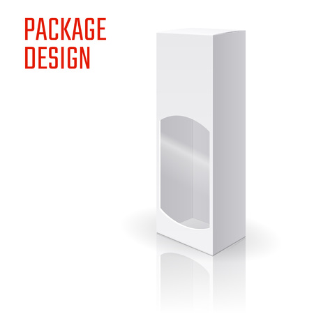 Vector Illustration of Gift craft Box for Design, Website, Background, Banner. Folding package vine bottle Template. Clear Fold alhogol pack for your brand on it. White Mockupのイラスト素材