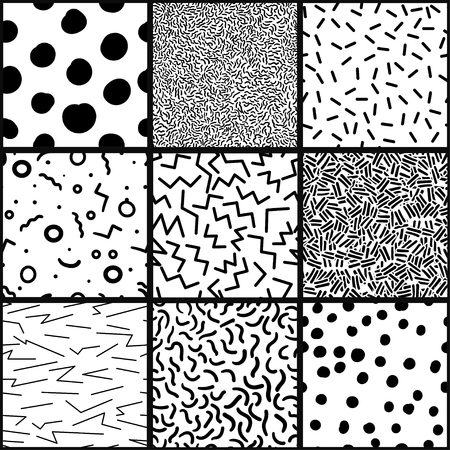 Vector Illustration of Seamless pattern in memphis style Design, Website, Background, Banner.  Retro abstract geometric Element Template. 80s 90s styleのイラスト素材