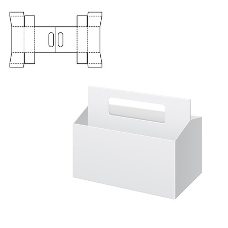 Vector Illustration of Diecut Craft Box for Design, Website, Background, Banner. Retail Folding package Template. Fold pack with dieline for your brand on itのイラスト素材