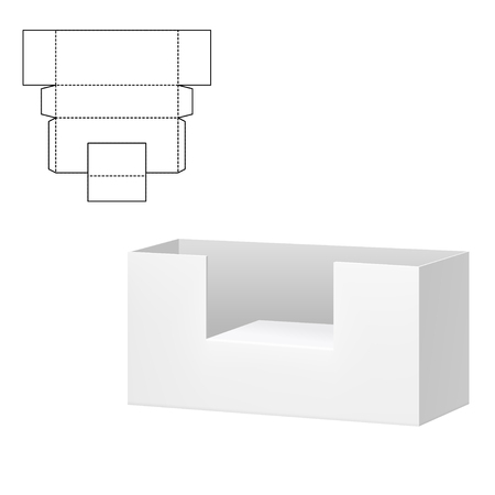 Illustration of Diecut Craft Box for Design, Website, Background. Retail Folding package Template. Fold pack with dieline for your brand on itのイラスト素材