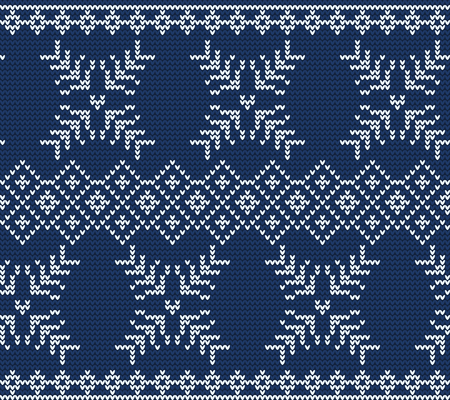 Vector Illustration of Ugly sweater seamless Pattern for Design, Website, Background, Banner. Merry christmas Knitted Retro cloth with Snowflake Element Templateのイラスト素材