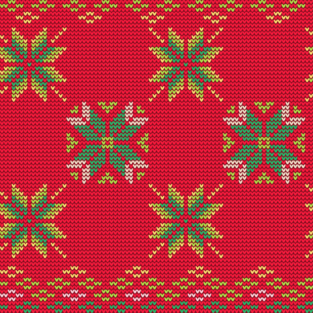 Vector Illustration of Ugly sweater seamless Pattern for Design, Website, Background, Banner. Merry christmas Knitted Retro cloth with Snowflake Element Templateのイラスト素材