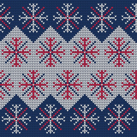 Vector Illustration of Ugly sweater seamless Pattern for Design, Website, Background, Banner. Merry christmas Knitted Retro cloth with Snowflake Element Templateのイラスト素材