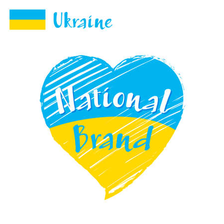 Ukraine flag in shape of heart, pencil strokes drawing.のイラスト素材
