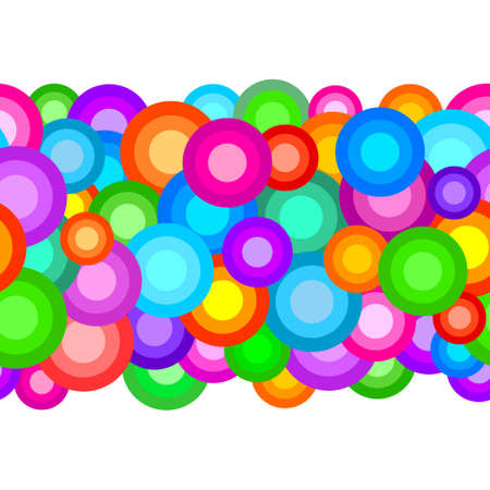 Bright color circles with various size placed in different orderのイラスト素材