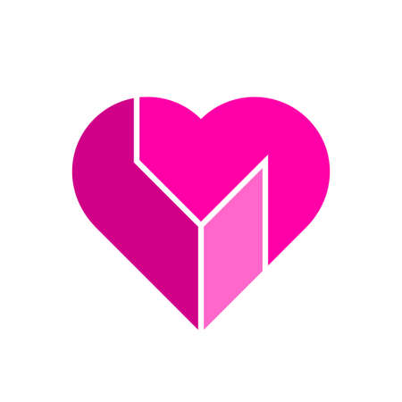 pink heart made of abstract geometric forms.のイラスト素材