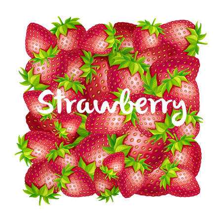 Strawberry square background. Square shape made of strawberries in vector.のイラスト素材