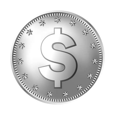 Silver US american dollar coin, money.のイラスト素材