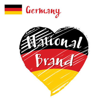 Vector flag heart of Germany, National Brand. Germany flag in shape of heart, pencil strokes drawing.のイラスト素材