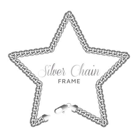 Silver chain star border frame.のイラスト素材
