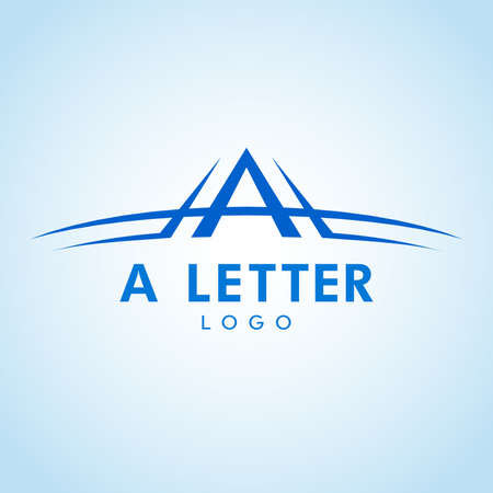 Letter A Logo with Swoosh in color shade.のイラスト素材